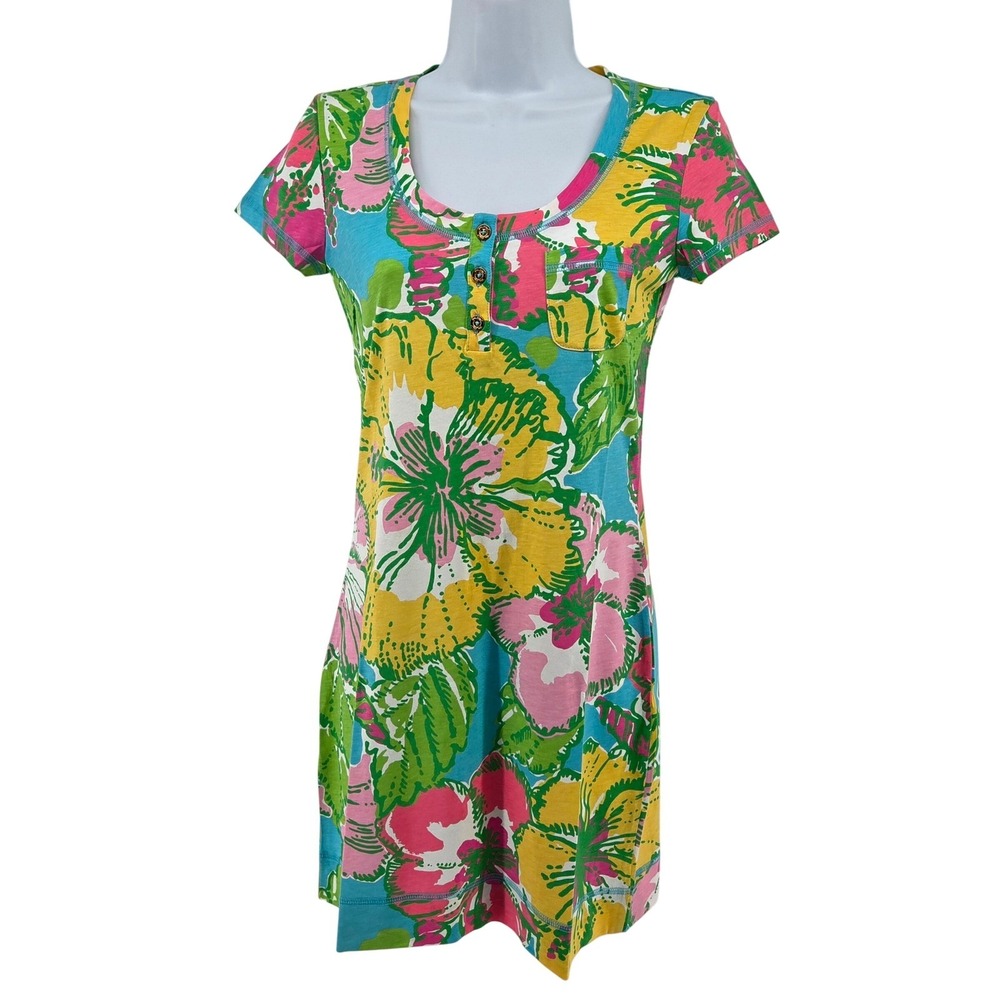 Lilly Pulitzer Britton TShirt Dress Big Flirt Print Short Sleeve Shift Preppy XS